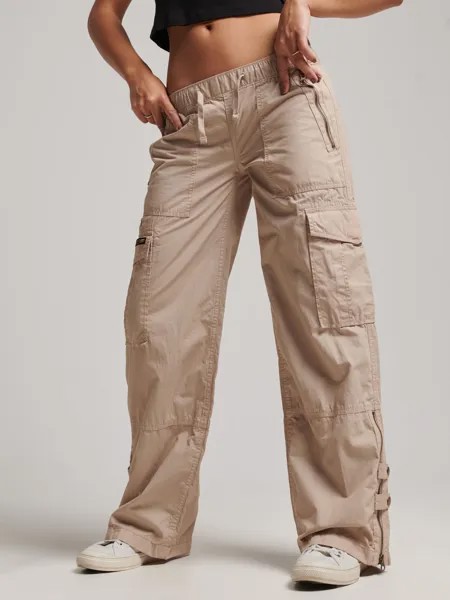 Широкие брюки карго с низкой посадкой Superdry, цвет Stone Wash