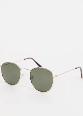 Круглые солнцезащитные очки в зеленой оправе в стиле 70-х New Look-Зеленый цвет