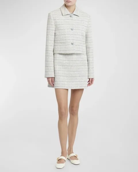 Твидовый жакет свободного кроя с кристаллами и пайетками Valentino Garavani, цвет Ivory Multi