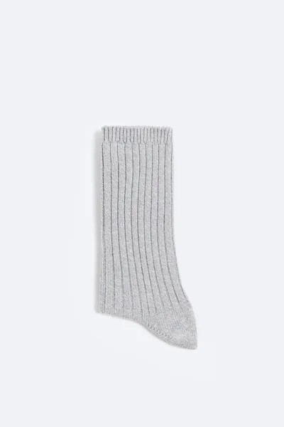 Ребристые фактурные носки ZARA, серый мергель
