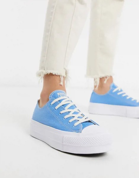 Голубые кеды на высокой платформе Converse Chuck Taylor-Синий