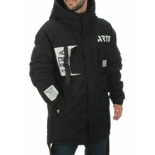 Куртка  зимняя, силуэт прямой, капюшон, манжеты, грязеотталкивающая, внутренний карман, ветрозащитная, карманы, водонепроницаемая, размер 56, черный