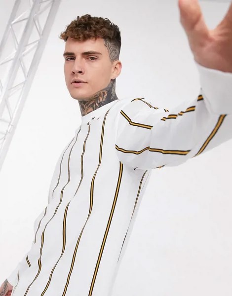 Белый лонгслив в полоску Topman