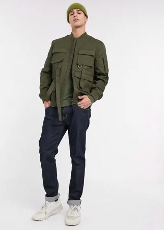 Бомбер цвета хаки с карманами в стиле милитари ASOS DESIGN-Зеленый цвет
