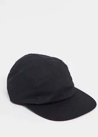 Черная хлопковая кепка с 5 вставками ASOS DESIGN-Черный цвет