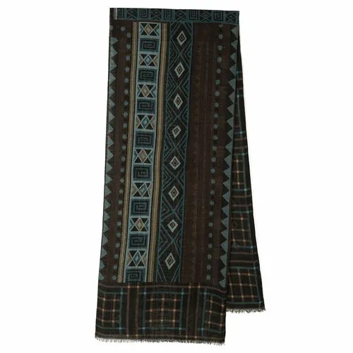 Шарф Павловопосадская платочная мануфактура,190х40 см, one size, темно-коричневый