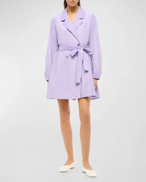 Мини-платье-рубашка Rina с поясом и завязками STAUD, цвет Lilac