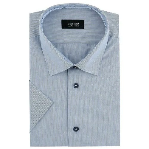 Рубашка мужская короткий рукав CASINO c211/057/1002/Z/1p, Полуприталенный силуэт / Regular fit, цвет Голубой, рост 174-184, размер ворота 39