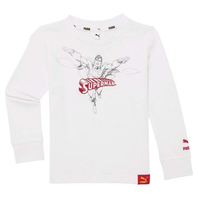 Повседневная футболка Puma Jl X с круглым вырезом и длинными рукавами для мальчиков размера 2T