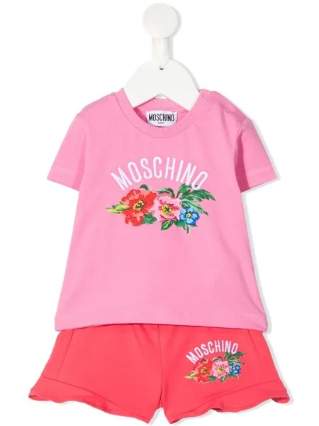 Moschino Kids спортивный костюм с цветочным принтом и логотипом
