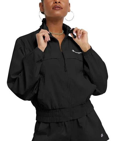 Женская водоотталкивающая куртка с молнией во всю длину и логотипом Champion, черный