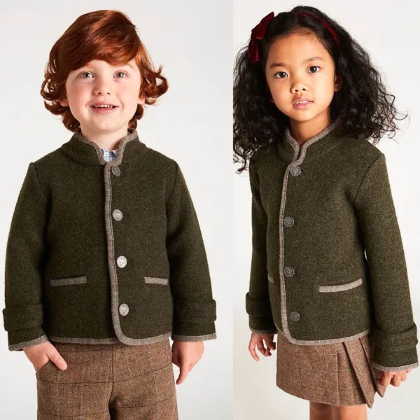 Дизайнерские шерстяные пальто для мальчиков и девочек, детская одежда, испанская осенне-зимняя утепленная длинная куртка для подростков, пальто, детская верхняя одежда