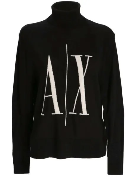 Armani Exchange джемпер с высоким воротником, черный