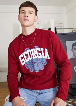 Свободный лонгслив бордового цвета ASOS DESIGN-Красный