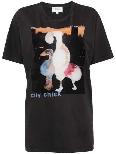 Collina Strada футболка с принтом City Chick, серый