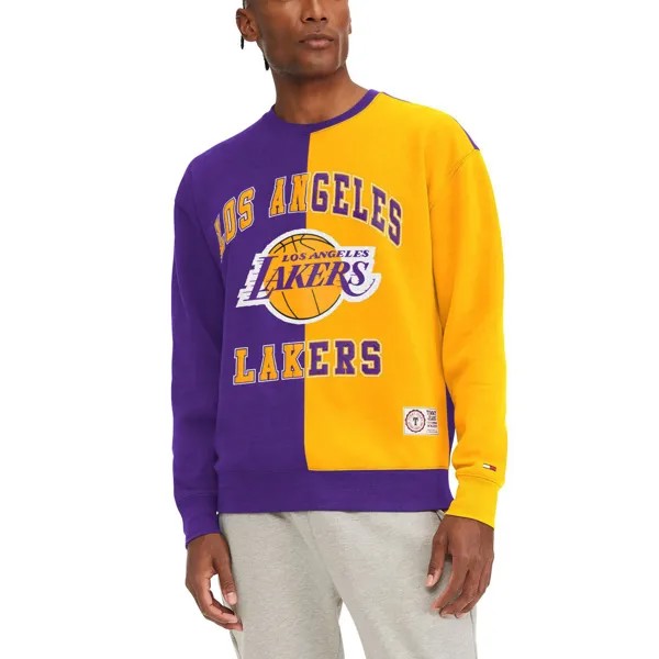 Мужские джинсы Tommy Jeans фиолетового/золотого цвета Los Angeles Lakers Keith, пуловер с разрезом, толстовка