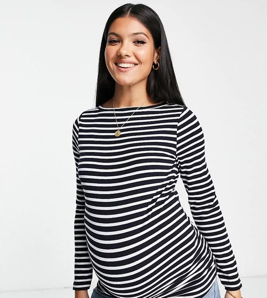 Темно-синий лонгслив в полоску ASOS DESIGN Maternity-Разноцветный