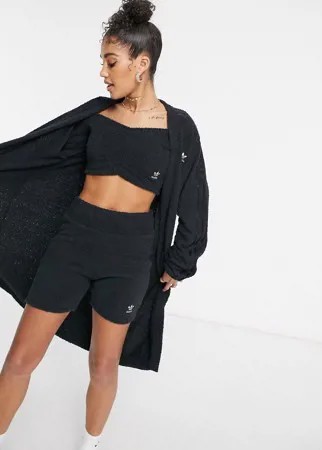 Черный oversized-кардиган из пушистого трикотажа adidas Originals 