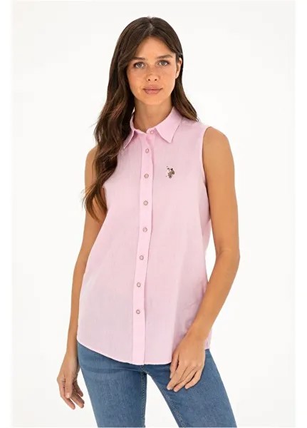 Розовая женская рубашка со стандартным рубашечным воротником ELMYKISA U.S. Polo Assn., розовый