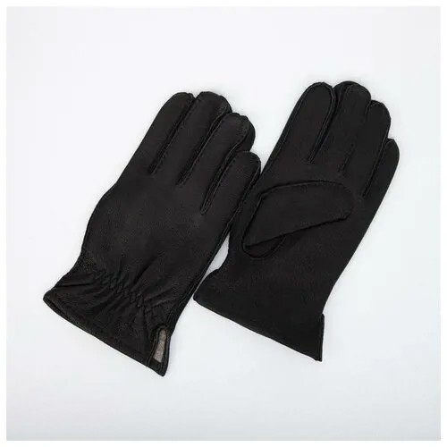 Перчатки мужские, размер 11, подклад шерсть, цвет чёрный