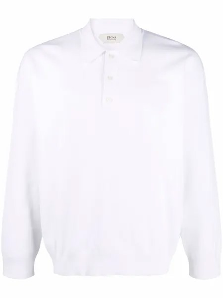 Z Zegna long-sleeved cotton polo shirt