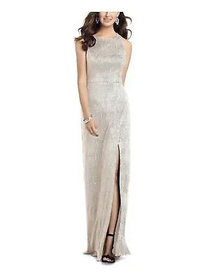 DESSY COLLECTION Женское серебристое вечернее платье без рукавов с высоким разрезом на подкладке 8R