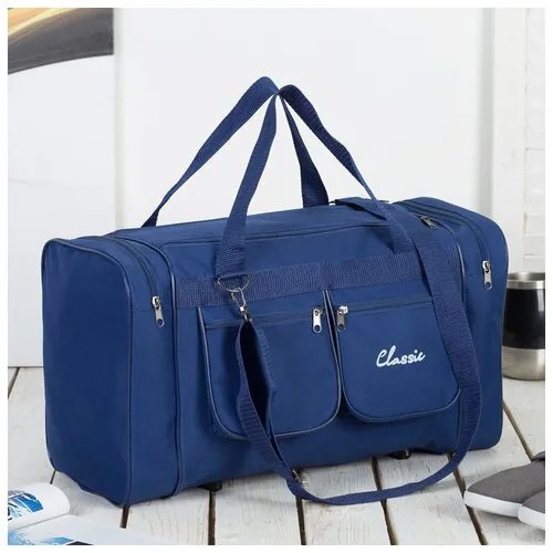 Спортивные, дорожные сумки AMeN Сумка спортивная, 3 отдела на молниях, 2 наружных кармана, длинный ремень, цвет синий