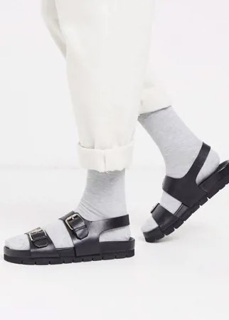 Черные кожаные сандалии с пряжками Grenson-Черный