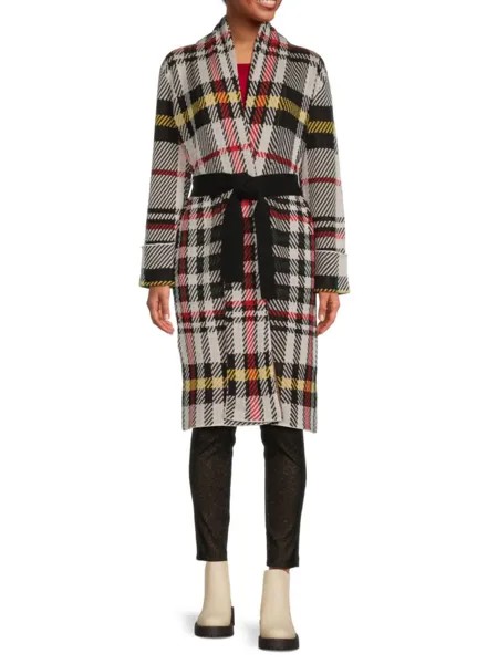 Пальто с поясом в клетку Birdie L'Agence, цвет Black Multi