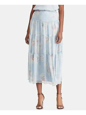 RALPH LAUREN Женская голубая плиссированная юбка чайной длины с цветочным принтом Размер: 6