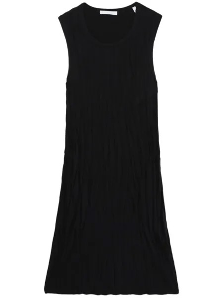 Helmut Lang атласное платье мини с жатым эффектом, черный