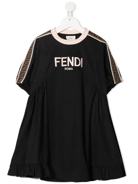 Fendi Kids платье с короткими рукавами и логотипом