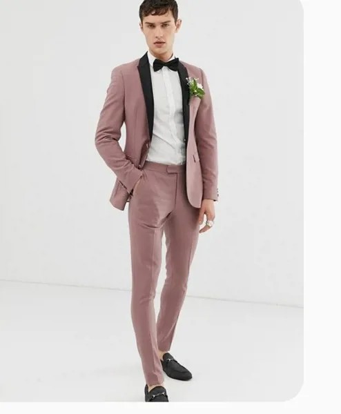 Мужские костюмы для выпускного вечера, костюм жениха, блейзер для свадьбы, 2 предмета (пиджак + короткие брюки), пыльно-розовый, черный