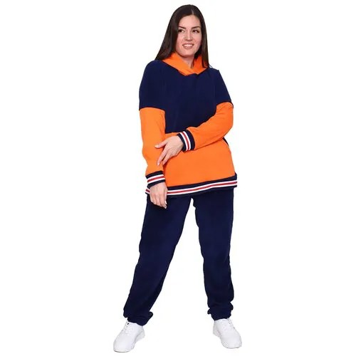 Женский спортивный костюм ( худи+ брюки) оранжевого цвета, размер 54