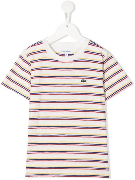 Lacoste Kids полосатая футболка с вышитым логотипом