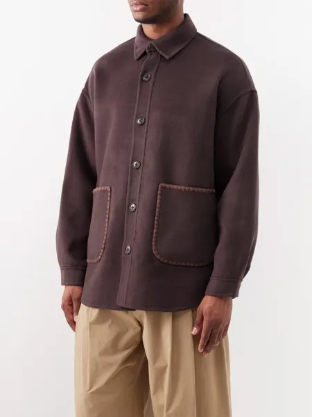 Рубашка из смесовой шерсти с вышивкой Commas, коричневый