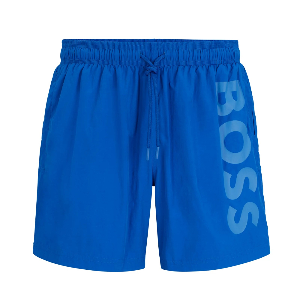 Шорты для плавания Boss Vertical-logo-print In Quick-dry Poplin, синий
