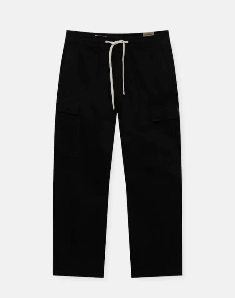 Джинсы Pull&Bear Cargo With Drawstrings, черный