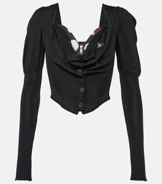 Топ из шерсти и шелка с пышными плечами Vivienne Westwood, черный