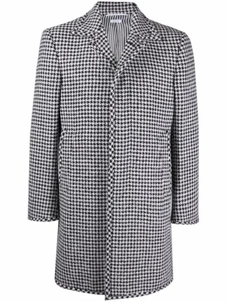 Thom Browne однобортное пальто в ломаную клетку, черный
