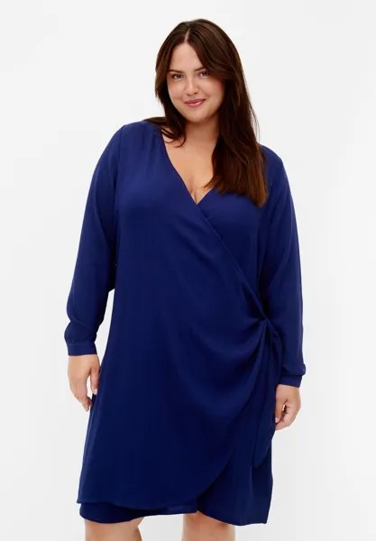 Повседневное платье LONG SLEEVE WRAP Zizzi, цвет medieval blue