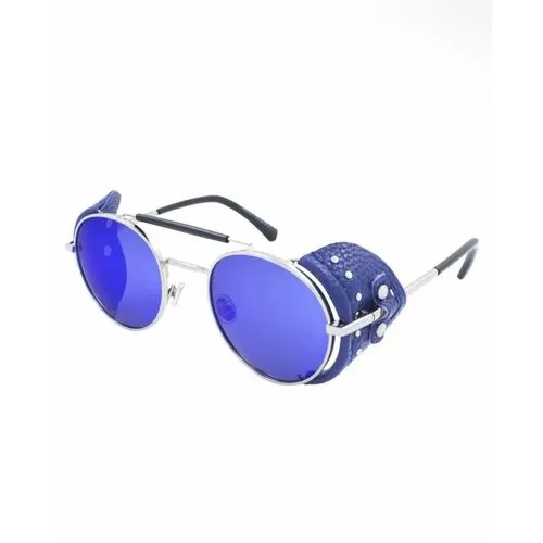 Солнцезащитные очки HAVVS, круглые, оправа: металл, синий
