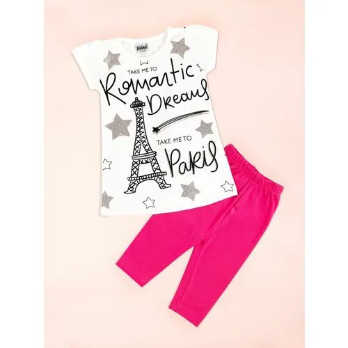 Комплект одежды , футболка и капри, повседневный стиль, размер 104, розовый