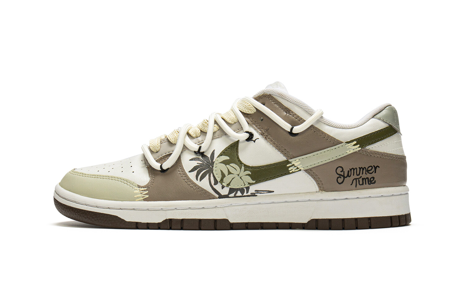 Кроссовки Nike Dunk Skateboarding Shoes Women's Low-top Green/Brown/White, зеленый