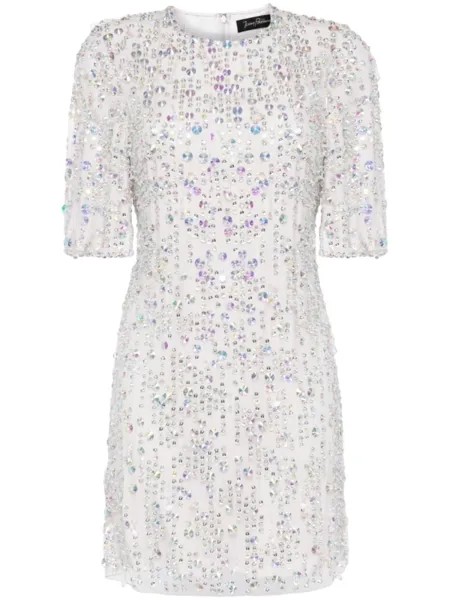 Jenny Packham декорированное платье мини Saturn, серый