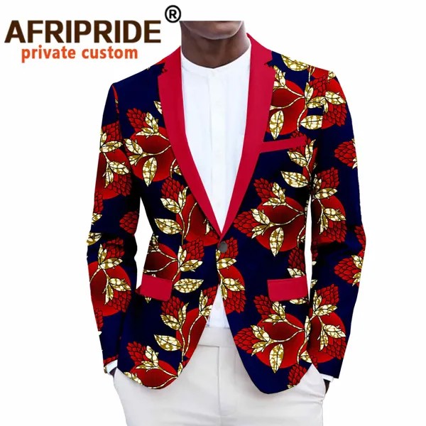 Мужская куртка, пальто с Африканским принтом, приталенная верхняя одежда Дашики на одной пуговице, официальная африканская одежда, наряды А...