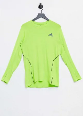 Ярко-зеленый лонгслив adidas Running-Зеленый цвет