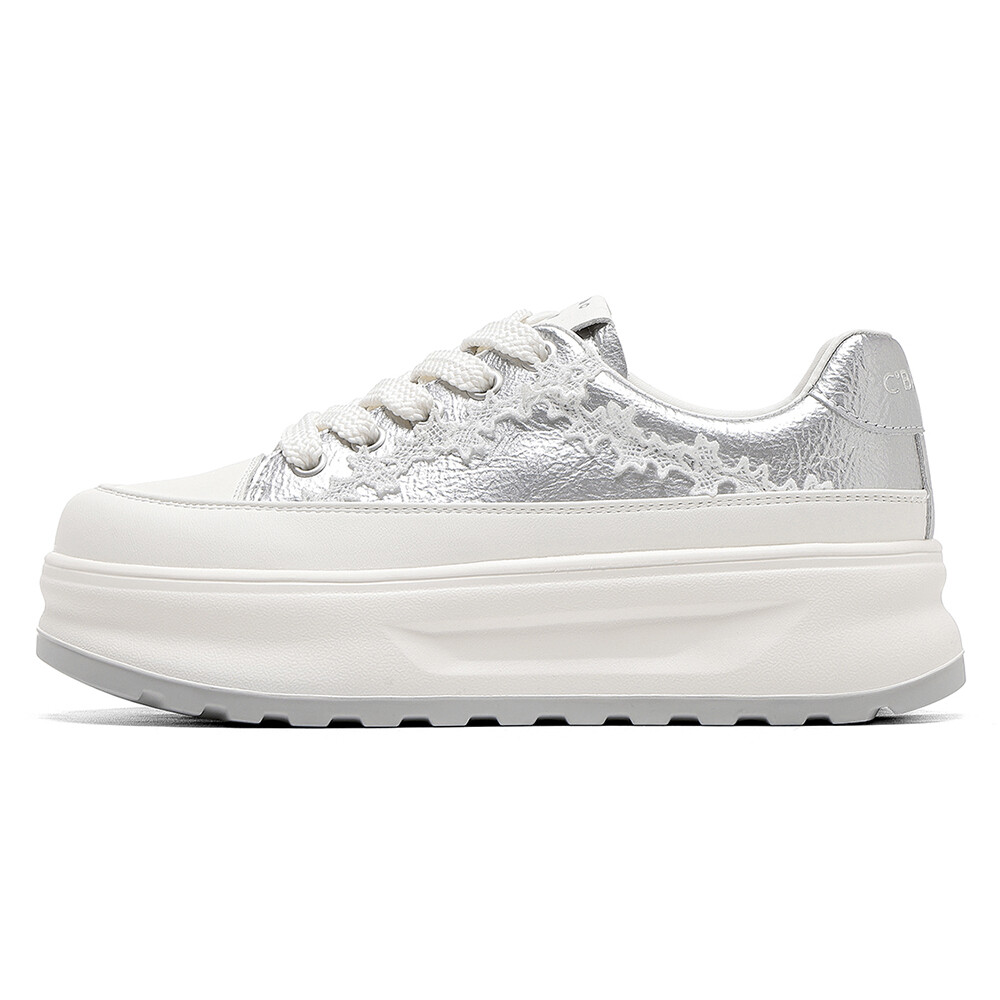 Кроссовки C°BANNER Skateboarding Shoes Women's Low-top Silver, серебряный