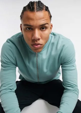 Трикотажный бомбер пастельно-голубого цвета ASOS DESIGN-Синий