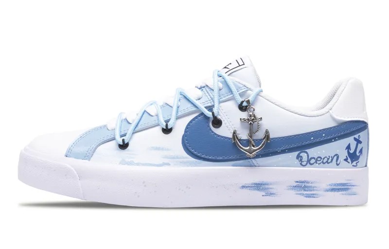 Кроссовки Nike Court Royale Skateboarding Shoes Unisex Low-top White, лазурный